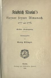 Cover of: Kleyner feyner Almanach, 1777 und 1778. by Friedrich Nicolai