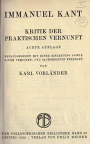 Cover of: Kritik der praktischen Vernunft. by Immanuel Kant