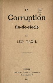 Cover of: La corruption fin-de-siècle