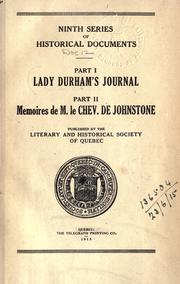 Cover of: Lady Durham's journal: memoires de M.Le Chev. de Johnstone.