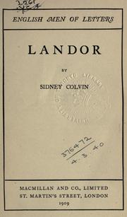Cover of: Landor. by Colvin, Sidney Sir