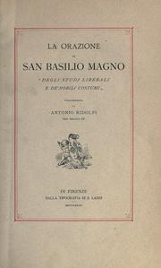 Cover of: orazione di san Basilio Magno "Degli studi liberali e de'nobili costumi"