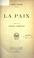 Cover of: La Paix