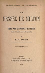 Cover of: pensée de Milton ...