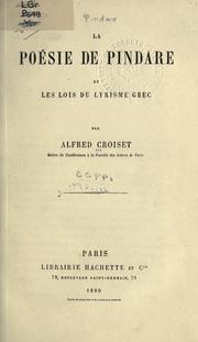 Cover of: poésie de Pindare et les lois du lyrisme grec.