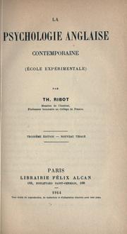 Cover of: La psychologie anglaise contemporaine, ecole experimentale.