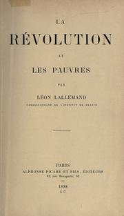 Cover of: La Révolution et les pauvres.