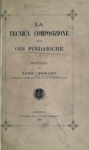 Cover of: La tecnica composizione delle odi Pindariche.