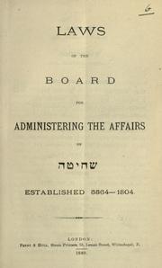 Laws of the Board for administering the affairs of Shehitah by London Board for Shechita.