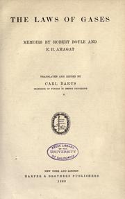 Cover of: The laws of gases by Carl Barus