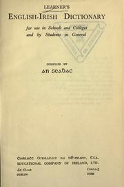 Cover of: Learner's English-Irish dictionary by Pádraig Ó Siochfhradha