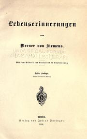 Cover of: Lebenserinnerungen | Werner von Siemens