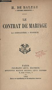 Cover of: contrat de mariage.: La grenadière.  Gobseck.