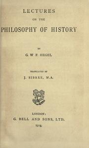 Cover of: Lectures on the philosophy of history