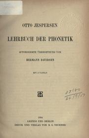 Cover of: Lehrbuch der Phonetik by Otto Jespersen