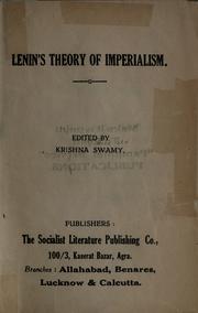Cover of: Lenins's theory of imperialism [by N. Popov]  Edited by Krishna Swamy.