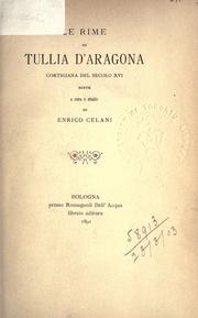 Cover of: rime de Tullia d'Aragona