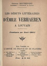 Cover of: débuts littéraires d'Emile Verhaeren à Louvain