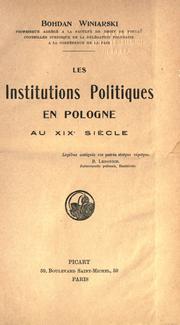 Cover of: institutions politiques en Pologne au XIX-e siècle.