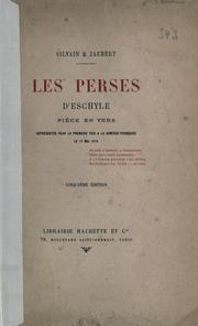 Cover of: Les Perses d'Eschyle, piéce en vers. by Aeschylus