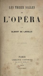 Cover of: treize salles de l'opéra.