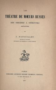 Cover of: théatre de moeurs russes des origines à Ostrovski: 1672-1750 [i.e. 1850]