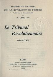 Cover of: Tribunal révolutionnaire (1793-1795)