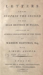 Cover of: Letters from Simkin the Second to his dear brother in Wales by Ralph Broome