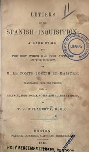 Cover of: Letters on the Spanish Inquisition by Joseph Marie de Maistre