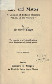 Cover of: Life and matter by Oliver Lodge