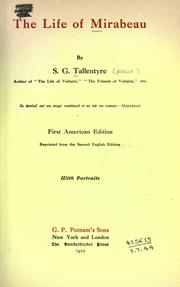 Cover of: The life of Mirabeau. by S. G. Tallentyre