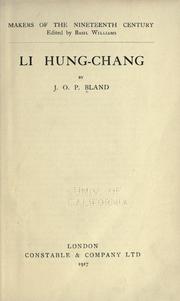 Cover of: Li Hung-chang