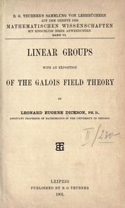 Cover of: Linear groups by Leonard E. Dickson