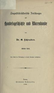 Cover of: Linguistisch-historische Forschungen zur Handelsgeschichte und Warenkunde. by Otto Schrader