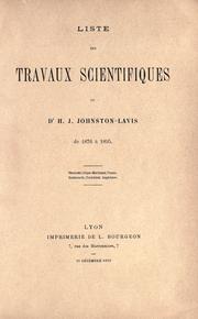 Cover of: Liste des travaux scientifiques du Dr. H.J. Johnston-Lavis de 1876 à 1895. by H. J. Johnston-Lavis