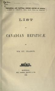 Cover of: List of Canadian hepaticæ by William Henry Pearson