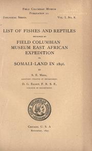 Cover of: List of fishes and reptiles obtained by Field Columbian Museum East African expedition to Somali-land in 1896