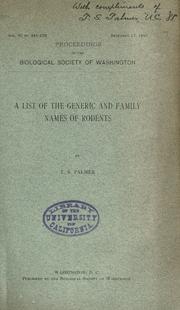 A list of the generic and family names of rodents by T. S. Palmer