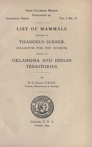 Cover of: List of mammals obtained by Thaddeus Surber, collector for the Museum, chiefly in Oklahoma and Indian Territories