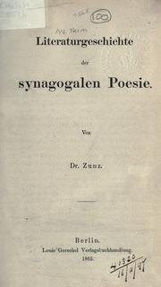 Cover of: Literaturgeschichte der synagogalen Poesie.
