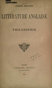 Cover of: Littérature anglaise et philosophie.