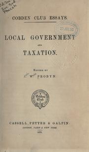 Cover of: Local government and taxation.