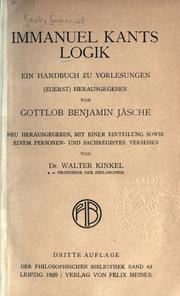 Cover of: Logik. by Immanuel Kant, Immanuel Kant