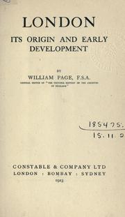 Cover of: London, its origin and early development.