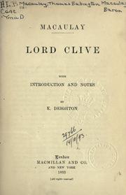 Cover of: Lord Clive. by Thomas Babington Macaulay