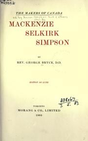 Cover of: Mackenzie, Selkirk, Simpson.