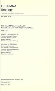 Cover of: The mammalian fauna of Madura Cave, Western Australia by Ernest L. Lundelius