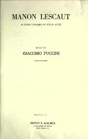 Cover of: Manon Lescaut by Giacomo Puccini