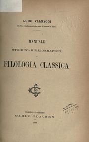 Cover of: Manuale storico-bibliografico di filologia classica.