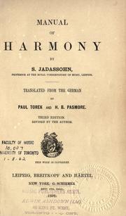 Cover of: Manual of harmony